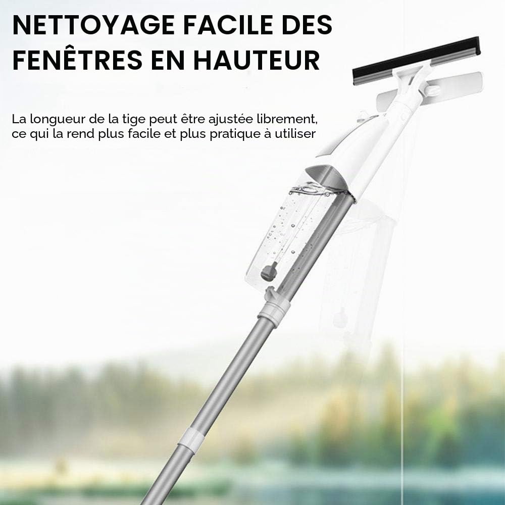 Lave Vitre Telescopique,3 en 1 Nettoyeur Vapeur Vitre avec Raclette Extensible,Nettoyage Vitre Large de Fenêtre Intérieur ou Extérieur,Véranda,Voiture,Camion