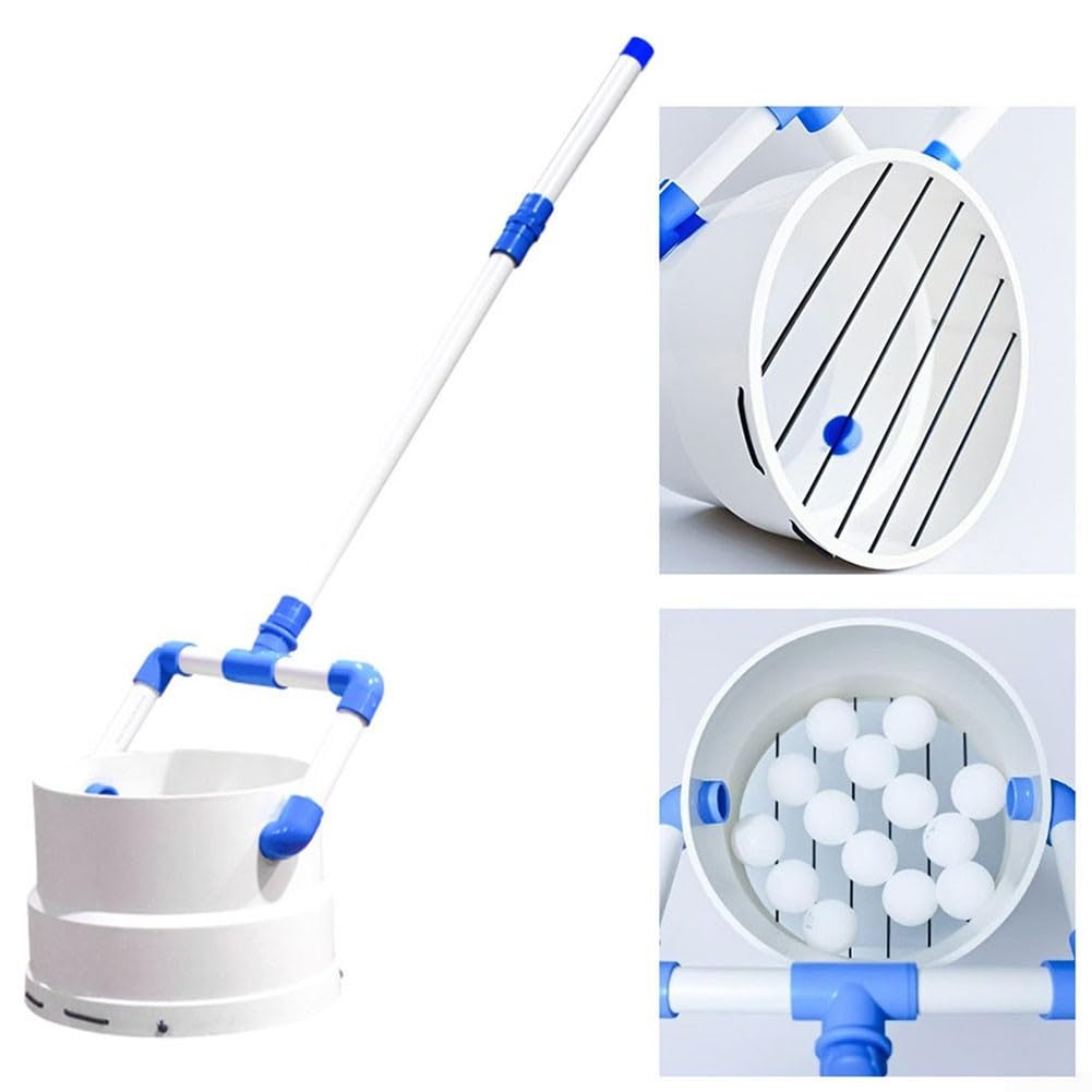 Zoegneer Raccoglitore portatile per palline da ping pong in plastica con manico staccabile per una facile conservazione e raccolta di aree strette, può contenere 40 o 80 palline (può contenere 80