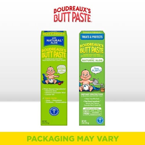 Boudreaux's Butt Paste With Natural Aloe Diaper Rash Cream, Ointment For Baby, 4 Oz. Tube, (Pack Of 12) #TOP2