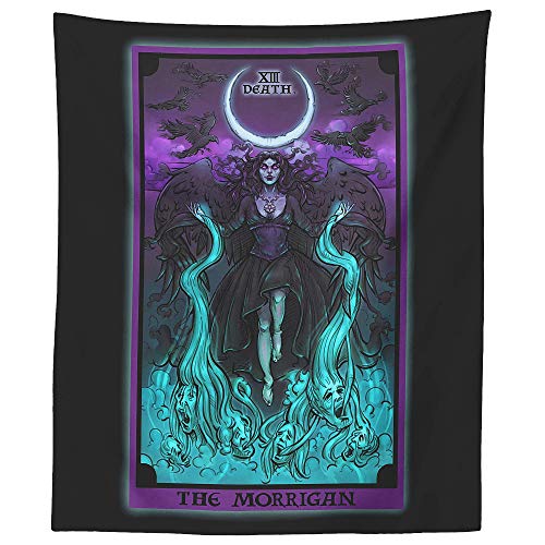 The Morrigan Death Tarot Card Tapestry - Pagan Gothic Witch Wall Hanging Home Decor (60