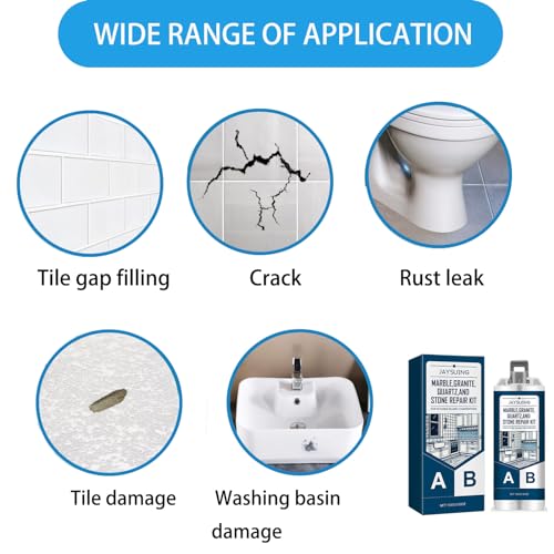 Image of 3.38 oz (100 g) White Tile Repair Kit, Cracked Tile Filler for Tubs, Porcelain, Tile, Sinks, Toilets (White)