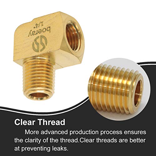 Boeray 2Pcs Brass Fitting, 90 Degree Barstock Street Elbow, 1/4" Npt Male Pipe To 1/4" Npt Female Pipe #TOP2
