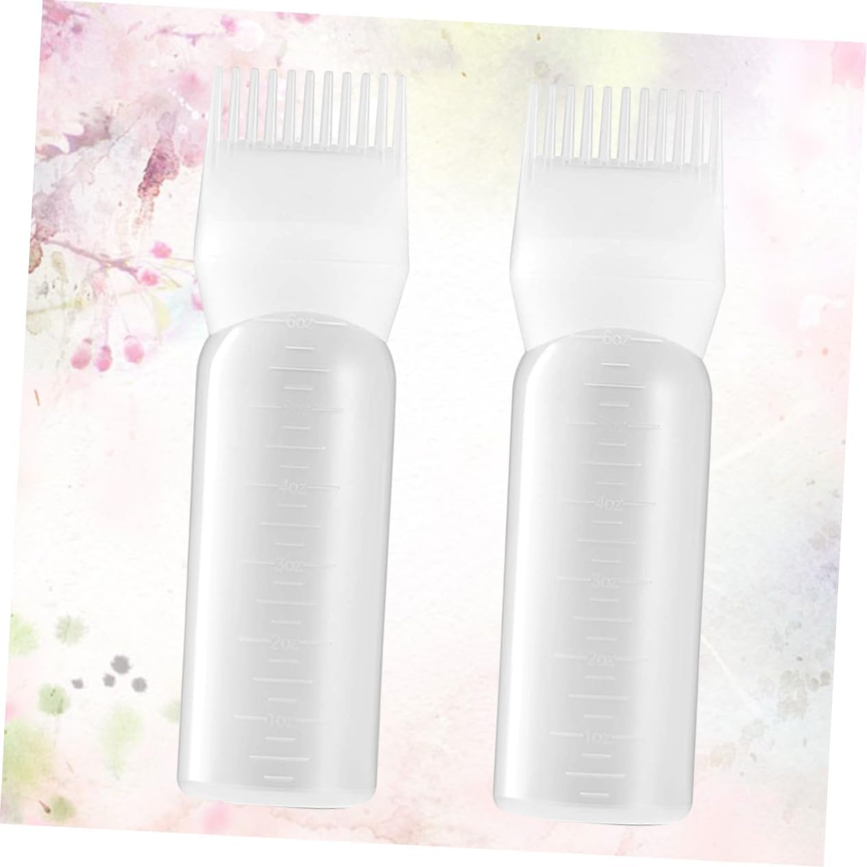 2Pcs Plastic Hair Root Comb Applicator Bottles for Dye and Perm Use