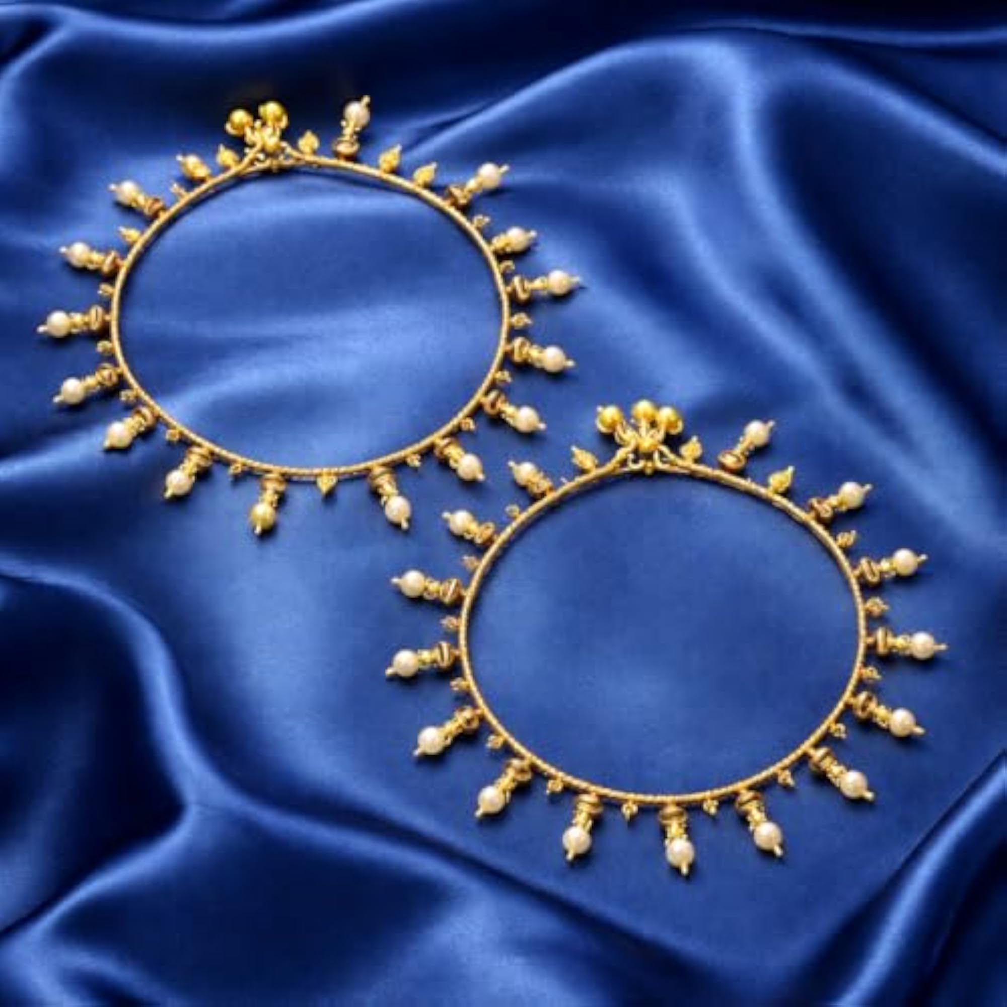 Women's Latest Golden Finish Pearl Stud Payal, Contemporary