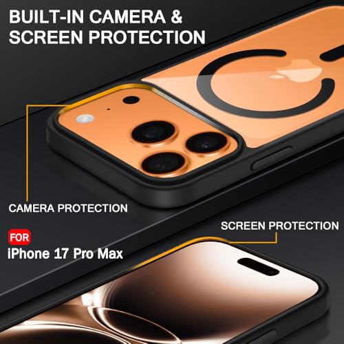 Image of TheGiftKart Ultra-HybridShockproof Back Cover Case for iPhone 17 Pro Max Compatible with MagSafe | Crystal Clear Hard Back Cover for iPhone 17 Pro Max (PC & TPU, Transparent Clear Back, Black Sides)