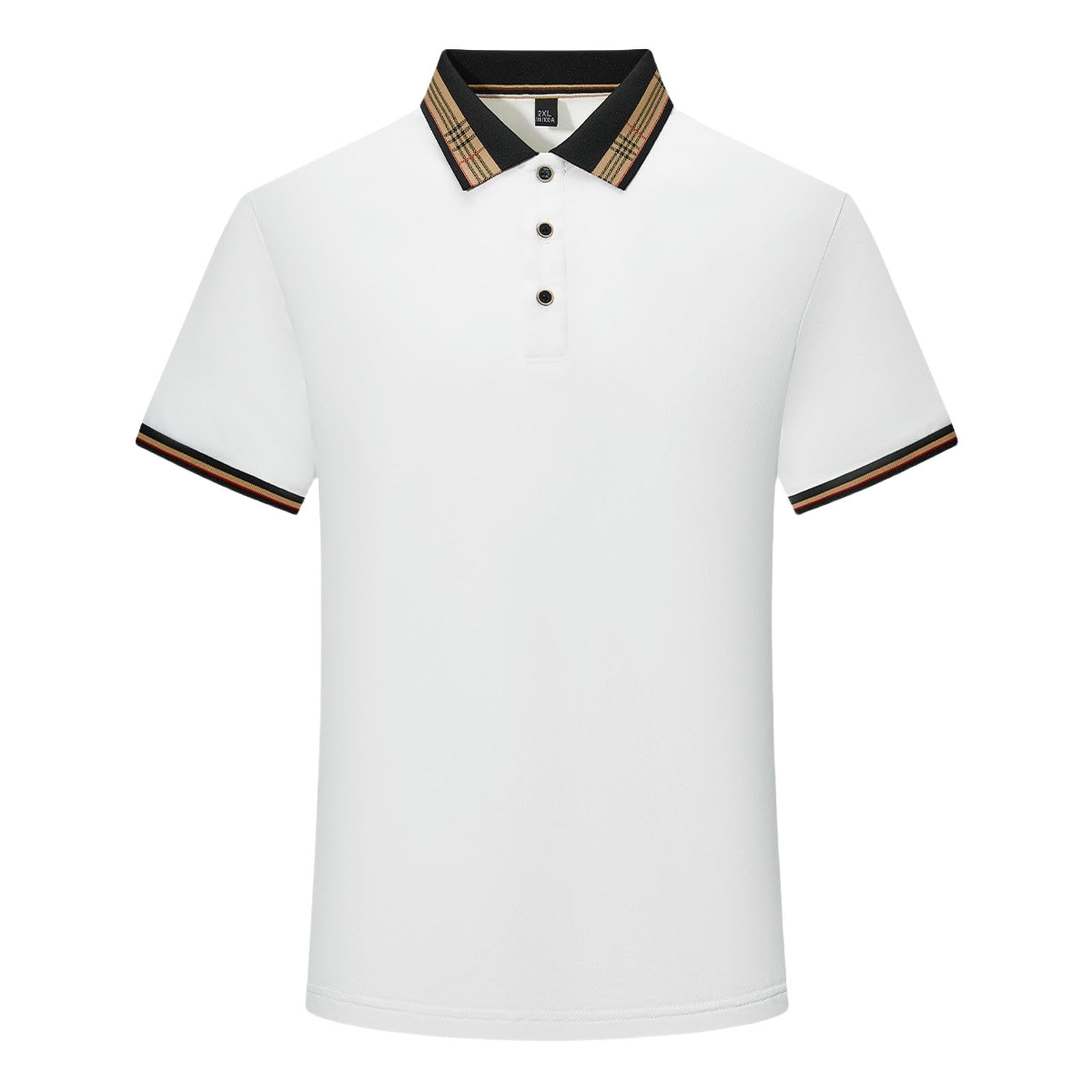 Koszulka Casual z krótkim rękawem Revers Half Sleeve Top męska Textured Shirt-biały-XL