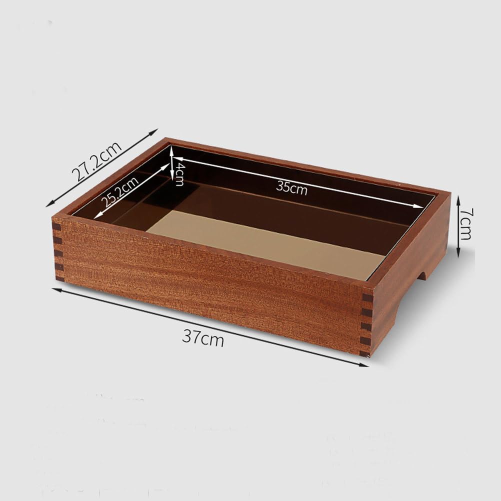 Bandeja para servir, bandeja de madera enfriada para alimentos fríos, servidor de buffet para frutas, mariscos, camarones, aperitivos, diseño rectangular