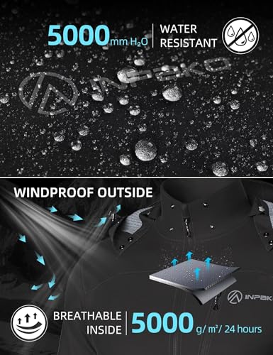 Men's Lightweight Softshell Jacket with Removable Hood, Breathable Water Resistant 5000 Fleece Lined Hiking Jackets2