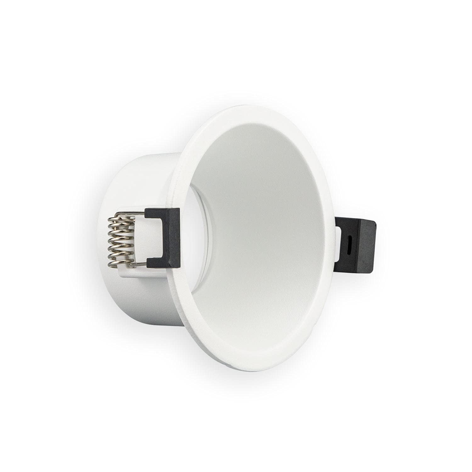 Popp Pack x10 Marco Downlight ARO Circular Profundo aluminio para bombilla GU10, MR16 Blanco corte de Ø75mm para pasillo, oficina, salon etc. (Pack 10, Blanco)