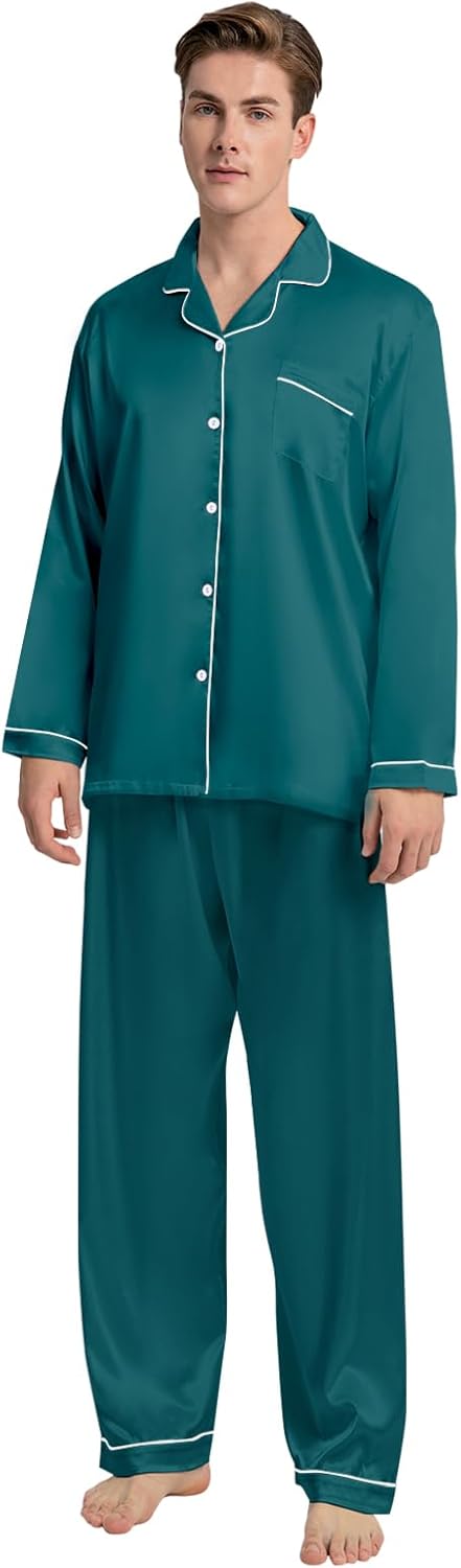 Schbbbta Christmas Family Silk Pajamas Matching Sets Long Sleeve Pj Set Satin Button Down Holiday Sleepwear - Image 5