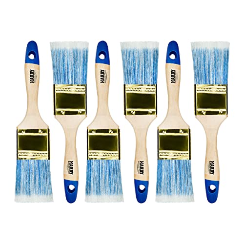 Hardy Working Tools – Lot de 6 Pinceaux Plats 50 mm Série 42, Pinceau pour Lasure sur Bois et Vernis Métal - Poils Synthétiques Clairs de Haute Qualité
