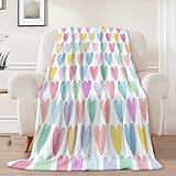 Genérico Manta de Franela Microfibra Extra Suave 180 x 200 cm, Manta de viajeForma De Corazón Minimalista Y Colorida - Manta para niños Adolescentes Adultos Cama sofá Todas Las Estaciones Blanco