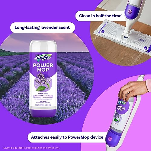 Swiffer Power Mop Refill Pack, Floor Cleaner for Mopping Tile, Vinyl, Laminate, Wood in Home, Bathroom, Kitchen, All Purpose Multi-Surface Cleaning, 5 Pads + 1 Lavender Solution - Image 4