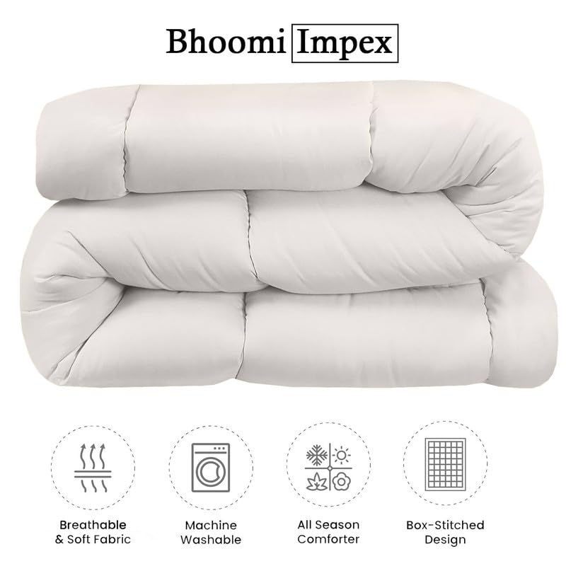 Image of Comforter Single Bed - All Season /AC /Summer Solid Single Bed Comforter Blanket | Dohar | Duvets |Ultra Soft & Light Weight - (300 GSM, Ivory)