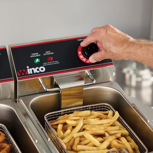 Image of Winco Commercial-Grade Electric Countertop Deep Fryer, Dual Well,Silver