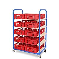 BRB Etagenwagen 5 Ebenen - 105x50x145 Cm, 250 Kg Tragkraft, 4 Lenkrollen