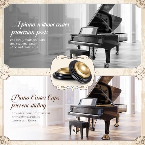 Image of 2 Pcs Piano Caster Cups, Single Layer, Metal Rubber | Metal Rubber Caster Cups, for Hardwood Floors, Grand Piano Floor Protectors, Heavy Duty Non-slip Felt Bottom Leg Pads