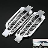 MACHSWON Car Side Airflow Grille Car Fender Vent Hood Chrome Silver Car Bonnet Air Intake Flow Vent Scoop Cover