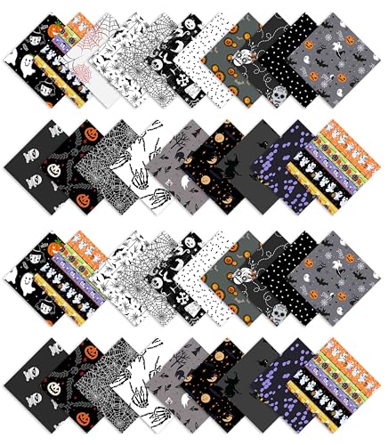 Fini la découpe ratée : tissu coton Halloween prédécoupé 10 pouces pour patchwork rapide