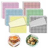 120pcs Wax Paper Sheets for Food, 12x12" Variety Pack Checkered Sandwich Wrapping Paper, Greaseproof Deli Sheets, Pre Cut Premium Food Basket Liners for Party, Festival & Outdoors, JIRNGLA
