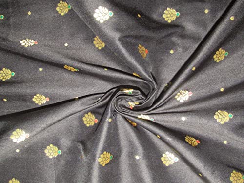 Tissu brocart 100 % soie noir et or BRO772A d'exception pour haute couture