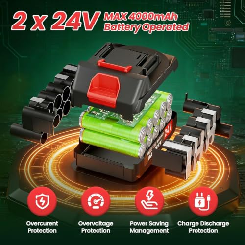 Image of Cordless Grass Cutter Machine for Garden | Weed Cutting Tool | Easy Storage with Adjustable Height & Foldable Handle | 2 x 48V Battery | 25cm Cutting Width | 3 x Heavy-Duty Blades (Old-Orange)