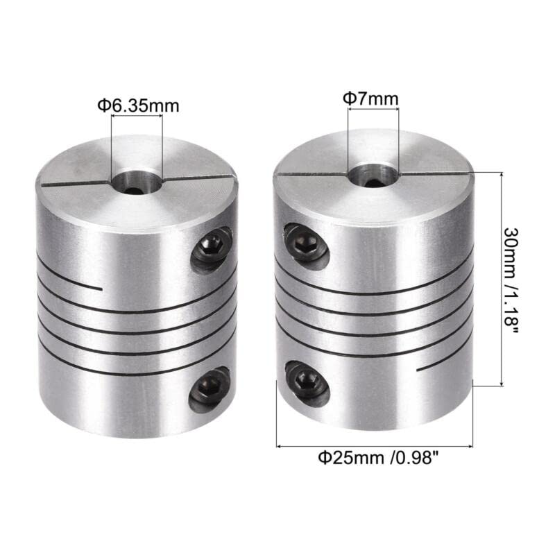 Tool parts Motor Shaft 6.35mm To 7mm Helical Beam Coupler Coupling 25mm Dia 30mm Length