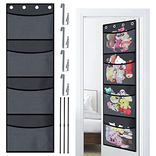 Hängeorganizer Kinderzimmer Hängeaufbewahrung Tür Organizer Wand mit 4 Riesige Taschen, Stützstangen und 4 Haken, aufbewahrung kinderzimmer organizer hängend für Plüsch Spielzeug und Babybedarf Cover