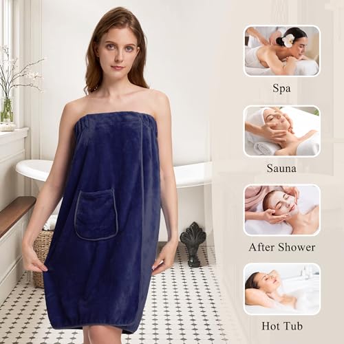 Image of PJGGZ Towel Wrap for Women, Three Adjust Clasps Closure Bath Wraps After Shower Spa Sauna Bathrobe(Available in Plus Size)