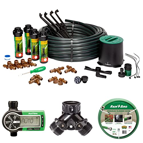 Rain Bird 32He In-Ground Pro Rotor Pop-Up Sprinkler System Kit With Click-N-Go Garden Hose Connection 1Zehtmr Professional Grade Electronic Digital Hose End Timer/Controller,One Zone/Station #TOP29