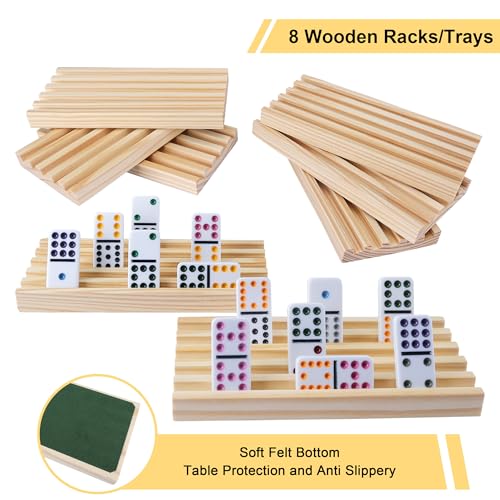 Gonoelec Double 12 Mexican Train Dominoes Set For Adults With 8Pcs Wooden Trays thumb #2