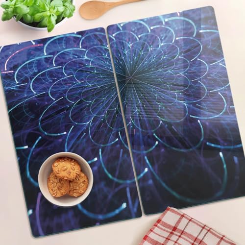 Planche à découper en verre 2x30x52 cm symétrique avec motif abstraction