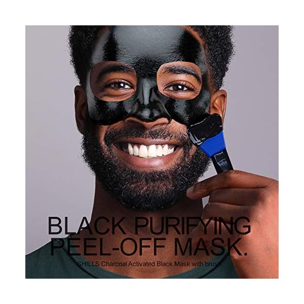 SHILLS-Charcoal-Mask-for-Men-Purifying-Peel-Off-Mask-Black-Mask-Peel-Off-Black-Mask-Deep-Clean-Pore-Blackhead-Remover-1-Bottle-169-fl-oz-and-a-Brush-Set SHILLS Charcoal Mask for Men, Purifying Peel Off Mask, Face Mask Peel Off, Face Mask Deep Clean Pore, Blackhead Remover, 1 Bottle (1.69 fl. oz) and a Brush Set
