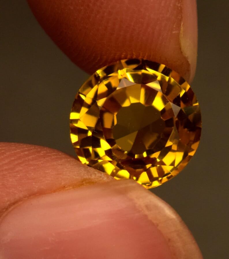 Saphir jaune véritable de 8 mm, pierre ronde pour la fabrication de bijoux - 2