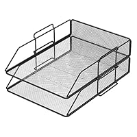 Detectalia 2 Stück Dokumentenablagen aus Metallgitter im A4-Format Schwarz. Schreibtisch Organizer, Schreibtischschublade, Büroarchiv, Schreibtischzubehör, Zeitschriftenhalter, Dokumentensortierer