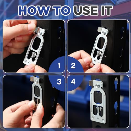 Image of Zonon 100 Pcs Teardrop Pallet Rack Safety Clip Warehouse Storage Pallet Racking Beam Safety Clip Safety Steel Pallet Rack Clip Connector Cross Beam Locker for Shelf Garage