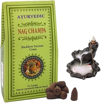 Ayurvedic Doğal KONIK Tütsüler (Şelale geri Akışkanlı) || 20 farklı AROMA ve KOKU || PALO SANTO, WHITE SAGE (Adaçayı), NAG CHAMPA,... (Nag Champa)