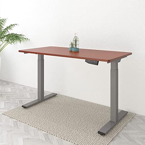 FLEXISPOT Height Adjustable Electric Standing Desk Frame Only,Solid Steel Stand Up Desk with Automatic Memory Smart Keyboard (Whit Frame+Maple Desktop)