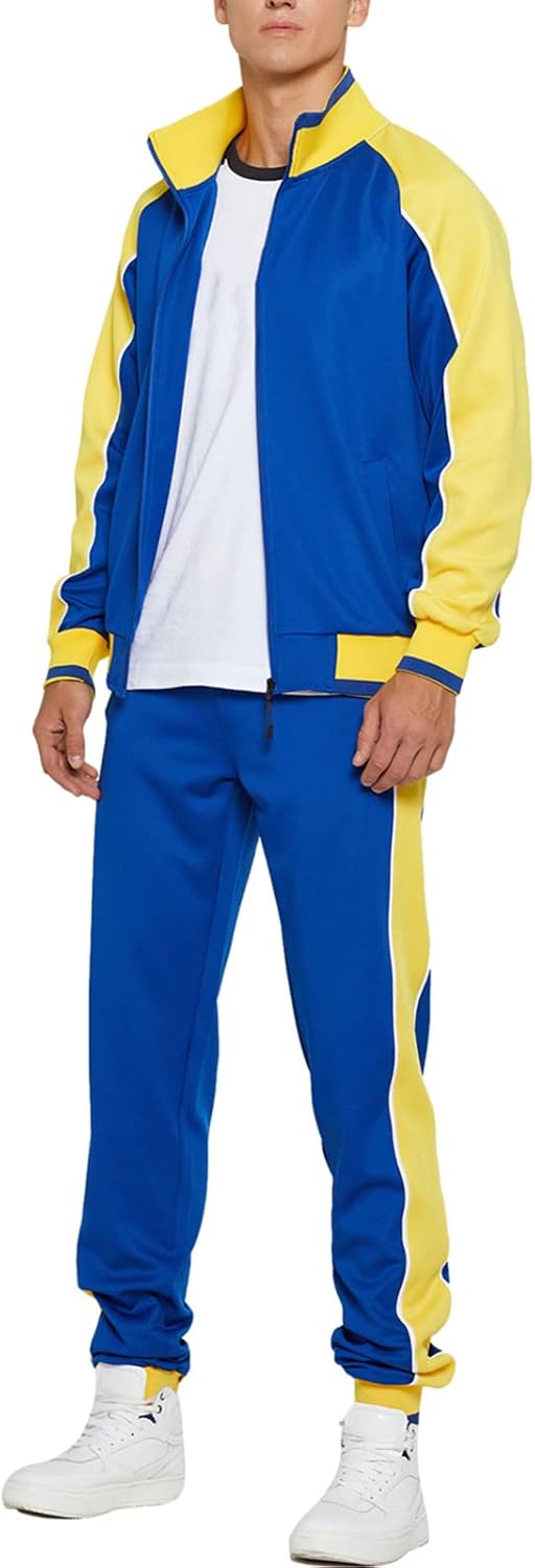 amropi Men's Tracksuit Set Sports Sweatsuits Full Zip Jackets Jogging Pants 2 Piece Activewear