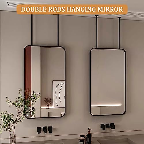 Miroir mural noir rectangulaire avec fixations murales renforcées - 8