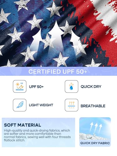 Image of BesserBay Girls 4th of July Elastic Waist Beach Swim Shorts American Flag Trunks with Pockets 5-14 Years