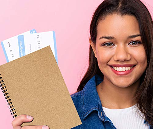 Zegrox 6 Pack Brown Cover Spiral Notebook, Blank Sketch Book Pad, Subject Notebooks,50 Sheets (100 Pages)-8.27X 5.59Inch,A5 Size Notebook. #TOP6