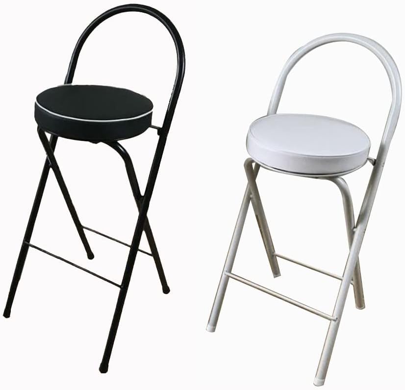 Juego de taburetes de Bar, Silla de Bar Plegable con reposapiés, Silla de Ocio, Taburete Redondo de Altura Conveniente con Acolchado de Cuero, para Sala de Estar, Cocina al Aire Libre, tiend