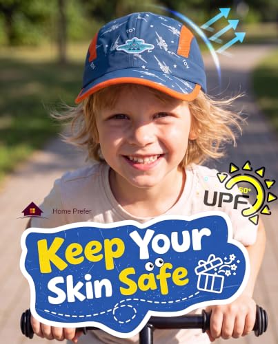 Image of Home Prefer Kids Lightweight Quick Drying Sun Hat Airy Mesh UV Protection Caps Boys Girls UPF50 Baseball Caps Run Beach Water