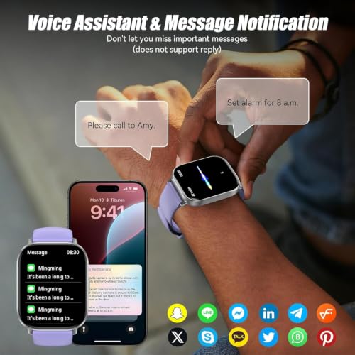 Image of Smart Watch, 2.01 inch HD Touchscreen Fitness Tracker with Bluetooth Calling, 120+ Sports Modes, 24 /7 Heart Rate Sleep Monitor, IP67 Waterproof Smartwatch Compatible with iOS Android (Purple)