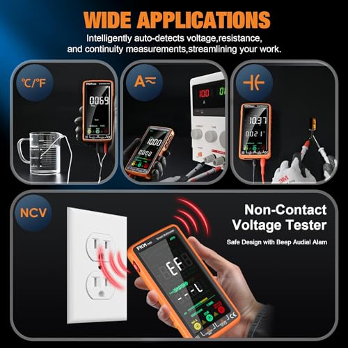 Image of FKM Smart Digital Multimeter Tester TRMS 6000 Counts Rechargeable Voltmeter | 5 inchColor LCD,Auto-Ranging Automotive Multimeter,for AC /DC Current,AC /DC Voltage,NCV,Ohm,Capacitance,Resistance,Continuity,Temp