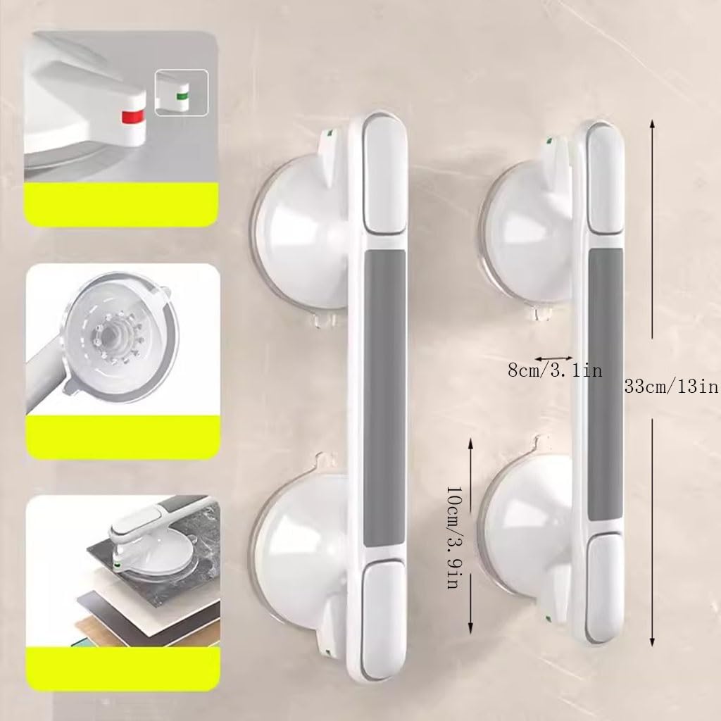 2 barras de agarre con ventosa de sujeción fuerte para baño, pasamanos de seguridad para personas mayores, niños y ancianos en bañera y ducha