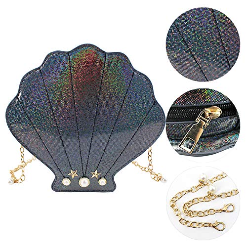Women Mini Hologram Seashell Shape PU Leather Evening Clutch Handbag Cross-body Bag4