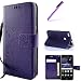Produktbild EMAXELERS Huawei P8 Lite 2017 Hülle Schmetterling Blumen PU Leder Ledercase Flip Tasche Wallet Schutzhülle Etui Tasche Handytasche Hülle für Huawei P8 Lite 2017,Dark Purple Butterfly