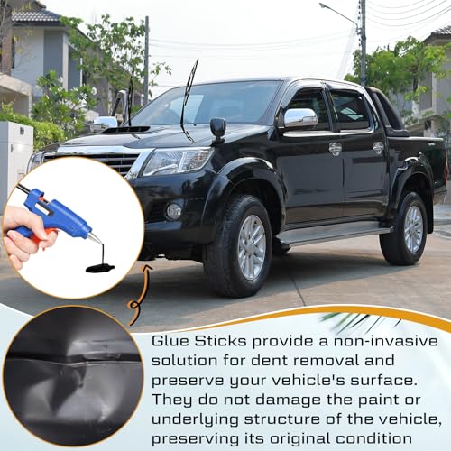 Image of CroBlissful 20 Pcs Paintless Dent Repair Glue Sticks PDR Glue Hot Sticks Paintless Dent Repair Tool for Car Restoration Remover Tool Set (Black)